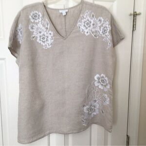 Embroidered Beige Floral Women's Top